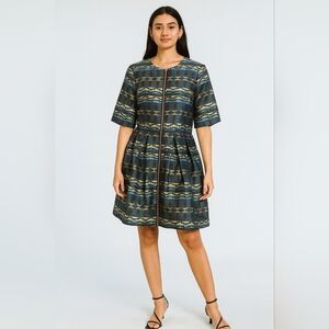 ASOS NWT Geometric Aztec‎ Print Zip Front Knee Length Dress Size 10